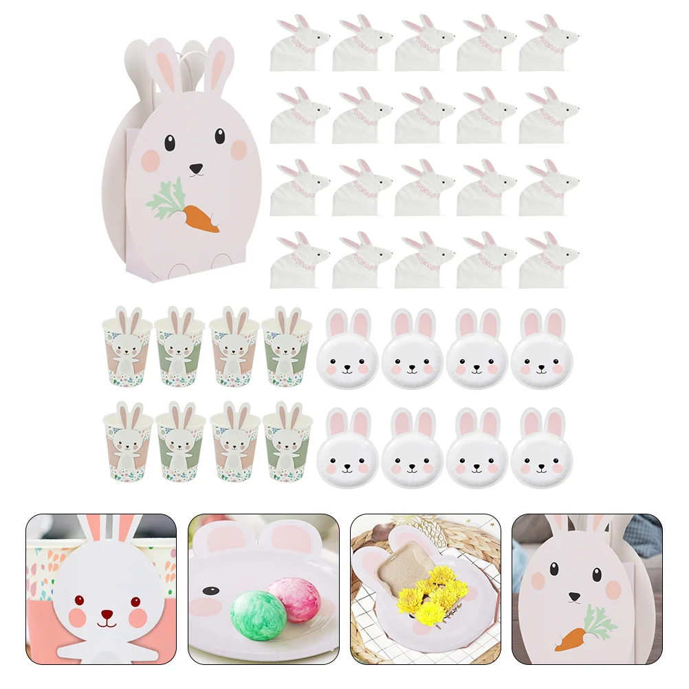 

1 Set Party Cups Set Easter Rabbit Paper Plate Party Supplies