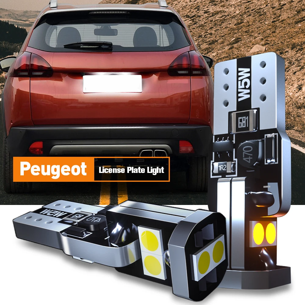 

2pcs LED License Plate Light Bulb Lamp W5W T10 Canbus For Peugeot 308 CC SW 4007 4008 406 407 408 5008 508 607 806 807
