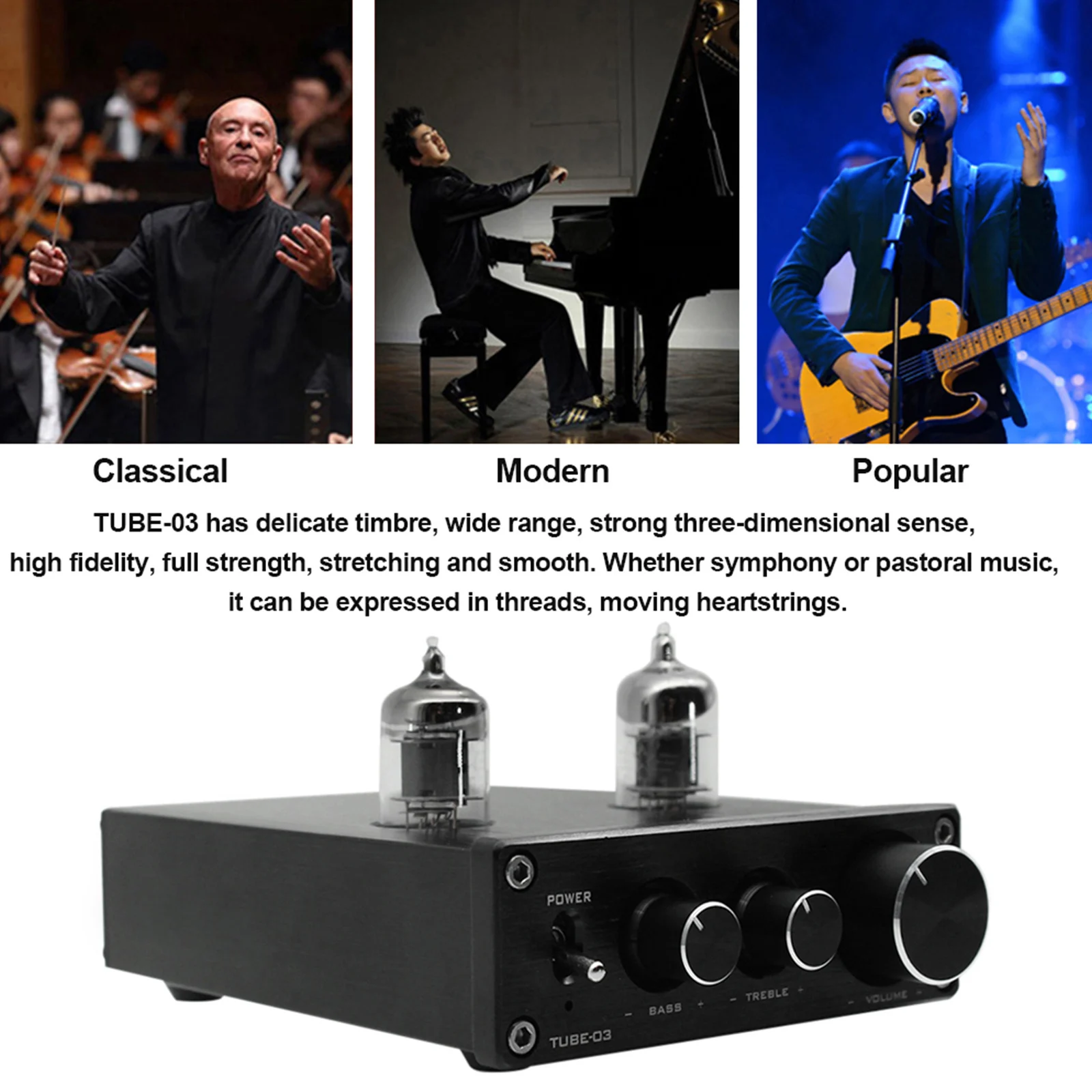 Мини-ламповый усилитель HiFi TUBE-03 6K4 с европейской вилкой