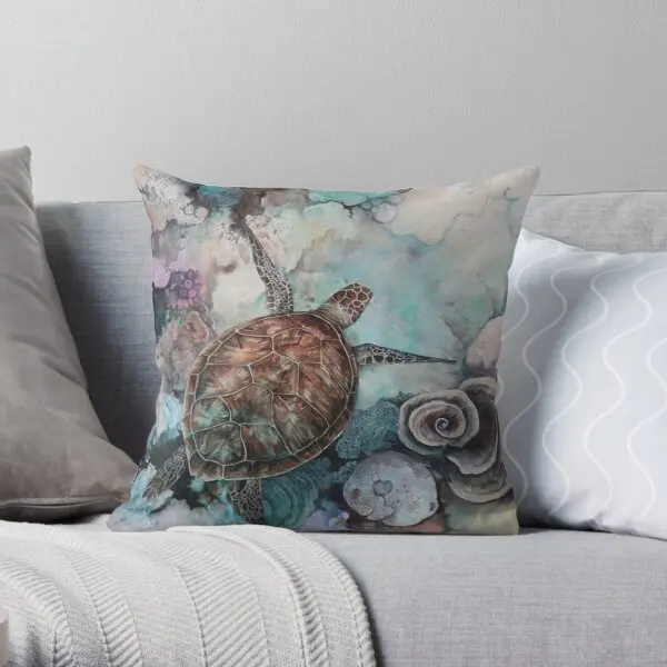 

Turtle And Coral Printing Throw Pillow Cover Throw Cushion Square Anime Office Comfort Decorative Fashion Pillows not include