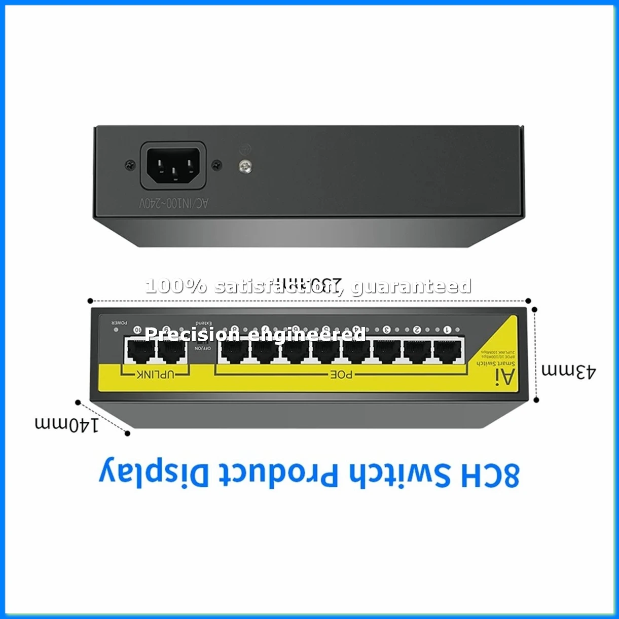 Фото 48В 8-портовый POE-коммутатор Ethernet 10/100 Мбит/с IEEE 802.3 Af/At для IP-камер/систем видеонаблюдения/беспроводных точек доступа, вилка EU - A07G №1