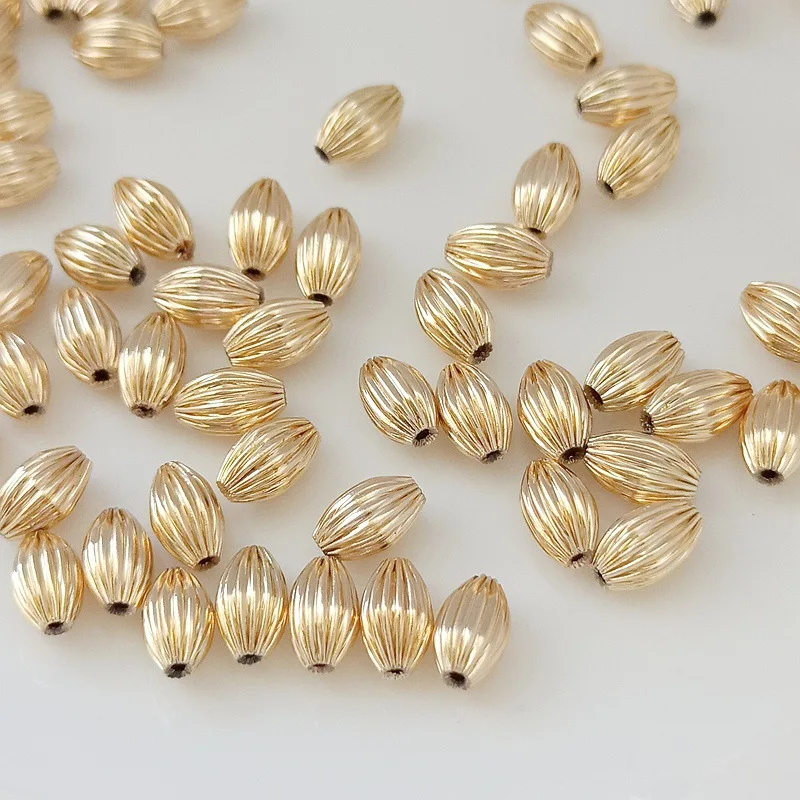 20 шт. 5*8 мм 14 к позолоченные латунные овальные бусины для браслетов