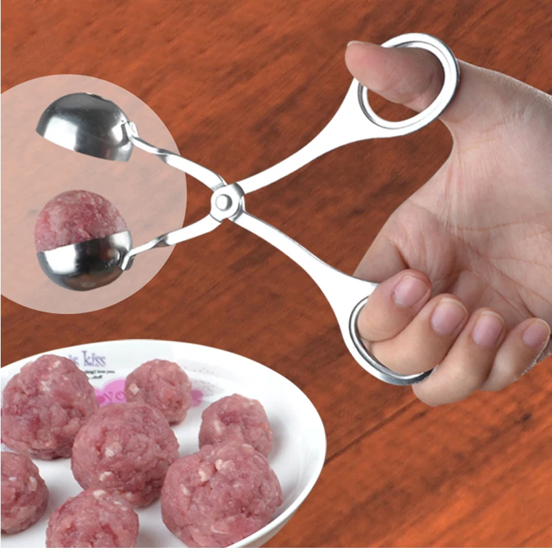 304 Stainless Steel Meatball Gadgets Maker Spoon Press Baller Tools Non-Stick Meat Stuffed Meatball Shaper Kitchen Tools 2021