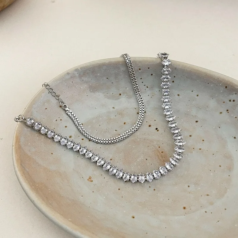 

Unique Crystal Beads Inlaid Personality Long Chain Necklace For Women Men Teen Exquisite Choker Clavicle Neck Jewelry Gift