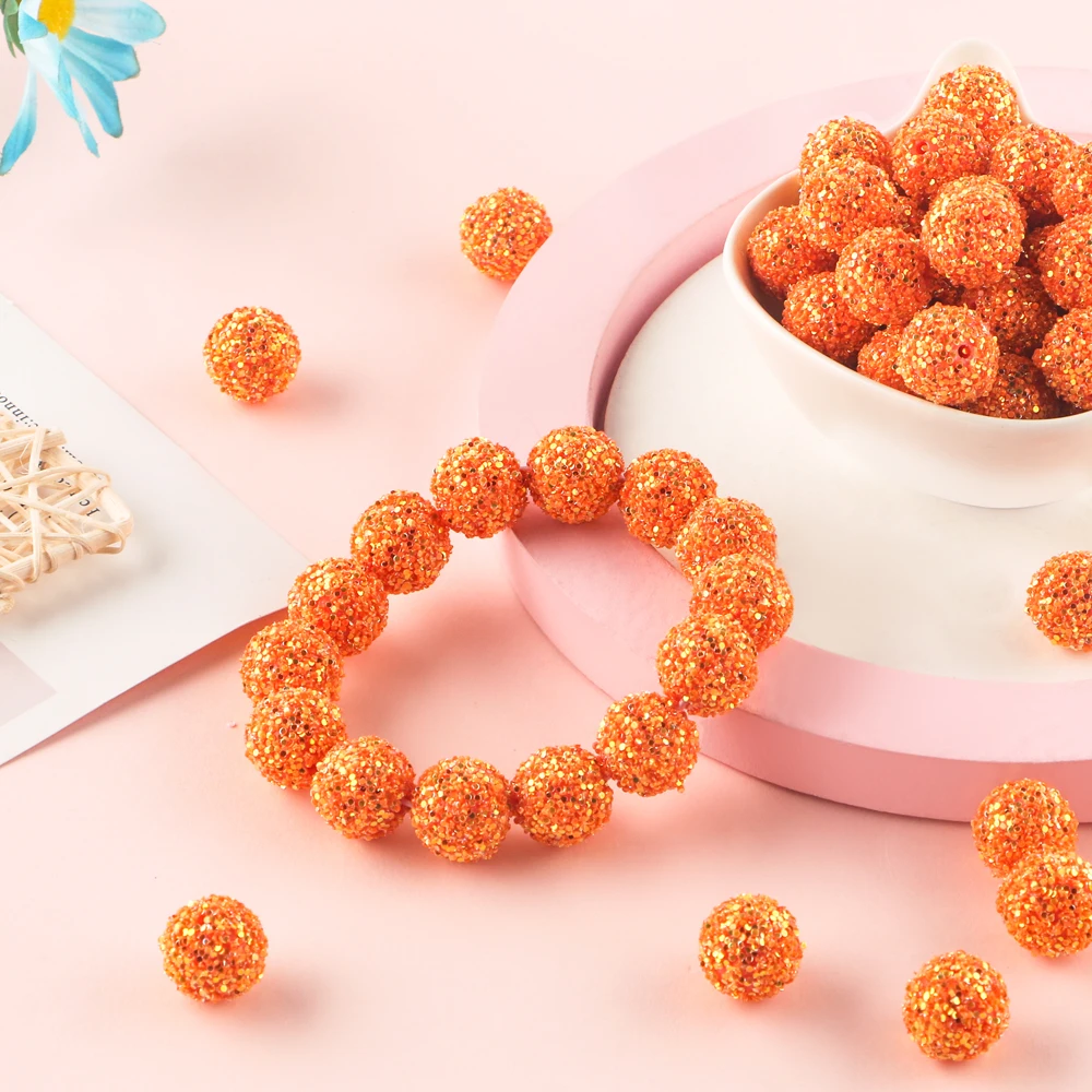 10/20Pcs 18MM Acrylic Round Bead Mermaid Tears Sequins Bead Sequins Pasting Process For Jewelry Making Bracelets DIY Accessories