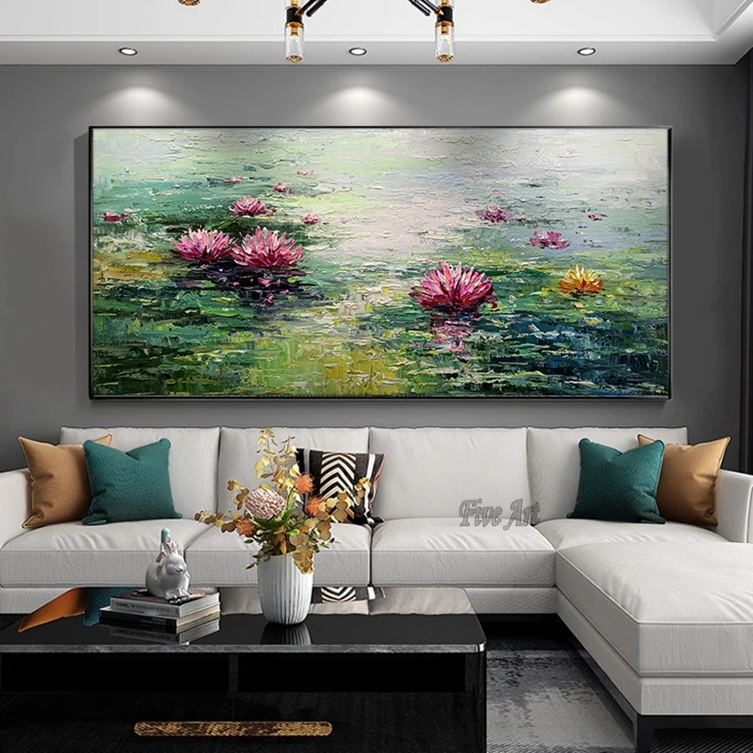 

Frameless Wall Decor Canvas Art Palette Knife Texture Acrylic Abstract Oil Painting Flowers Modern Picture Hotel Artwork