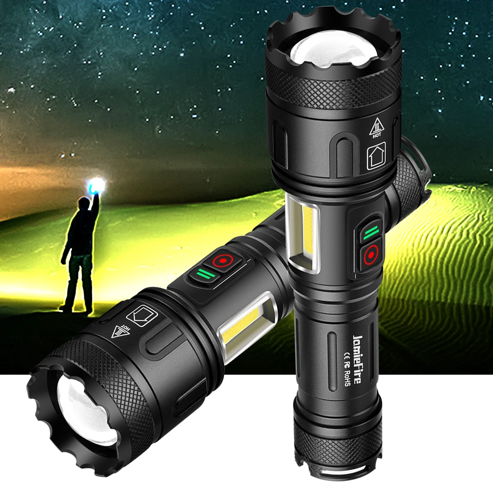 

ZK20 XHP160 + COB мощная фотолампа Внешний USB Перезаряжаемый Фонарик из алюминиевого сплава IPX5 Водонепроницаемая фотолампа с боковой фонариком