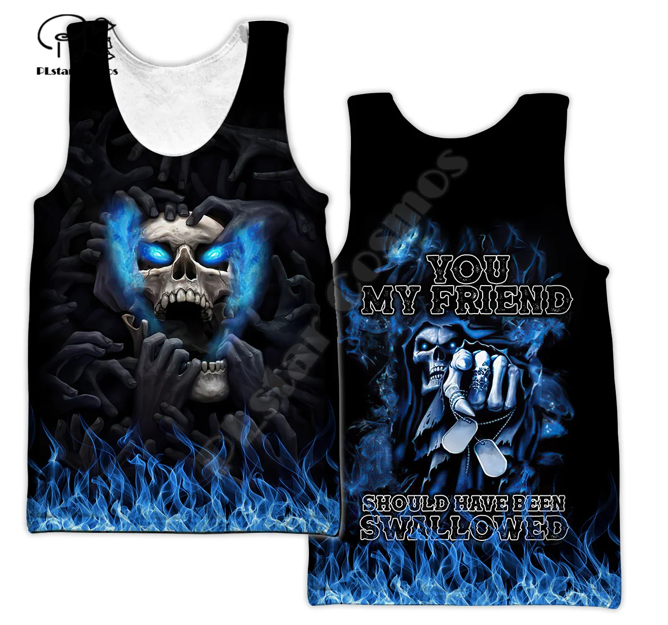 

Reaper Ghost Gothic Skull Satanic Angel Baphomet Devil Retro 3DPrint Summer Man's Top Casual Sleeveless Funny TankTop Vest X4