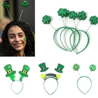 saint patrick headband ireland clover green bow cartoon hat girls kids sequin st patrick s day hairband party hair accessories