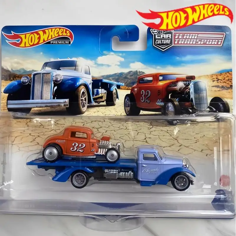 Фото Коллекционные модели автомобилей Hot Wheels Premium Team Transport 32 Ford & Speed Waze, масштаб 1/64, литые под давлением, FLF56, коллекционные игрушки Car Culture №1