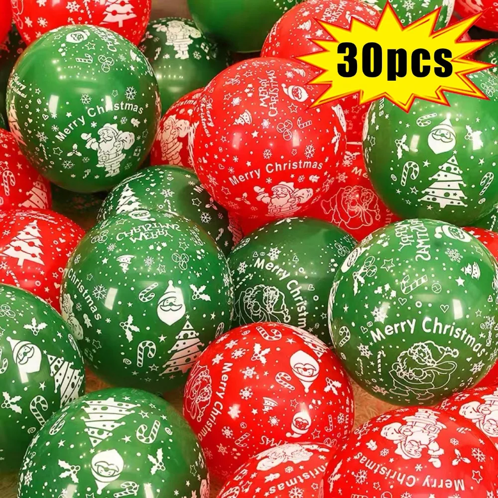 

30/10Pcs Merry Christmas Balloons Santa Claus Snowflakes Patterns Latex Balloon Festival Birthday Party New Year Room Decoration