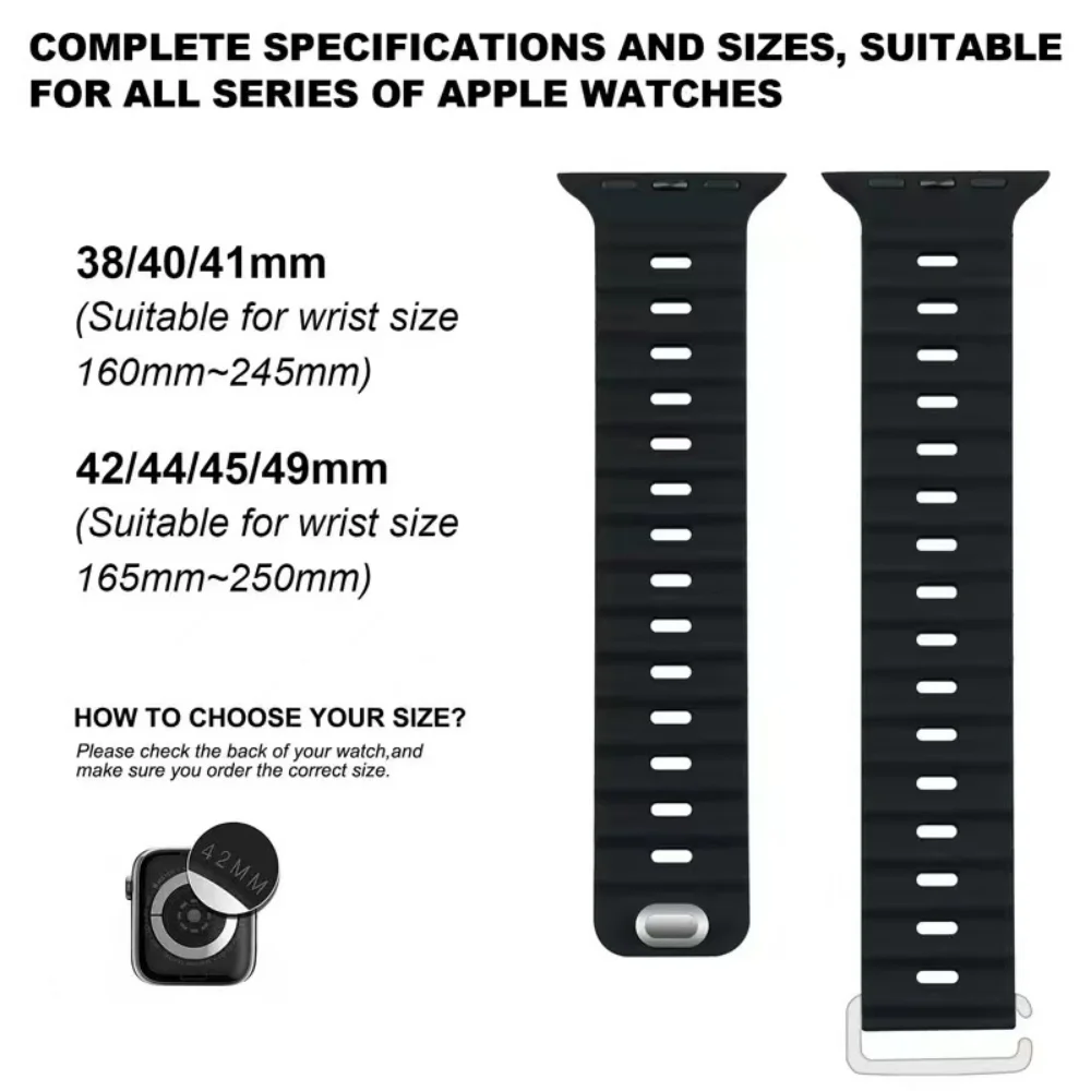 Strap For Apple Watch Ultra Bands 49mm 44mm 40mm 38mm 42mm 6 5 4 3 SE Silicone Sports Ocean Bracelet iWatch Series 8 7 45mm 41mm
