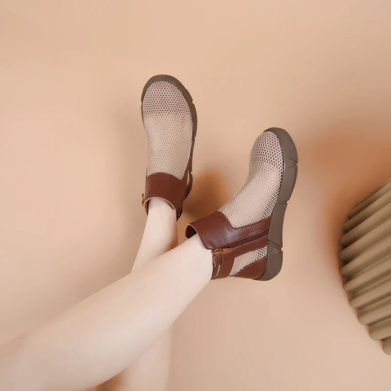 DIMANYU Women's Summer Boots 2023 New Mesh Ankle Boots Women Casual Large Size 41 42 43 Mesh Anti Slip Women's Cool boots