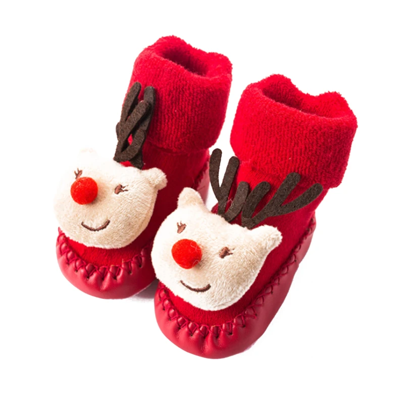 

Christmas Kids Socks With Rubber Soles Infant Sock Child Winter Kids Floor Shoes Anti Slip Soft Sole Socks Shoes