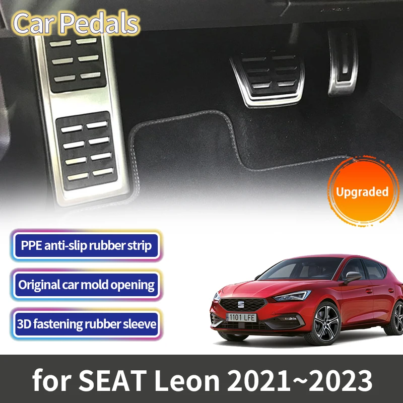 Фото Автомобильные ножные педали для Cupra SEAT Leon Mk4 2021 2022 2023, аксессуары из нержавеющей стали, газовый тормоз, реставратор педали, протектор колодки AT MT №1