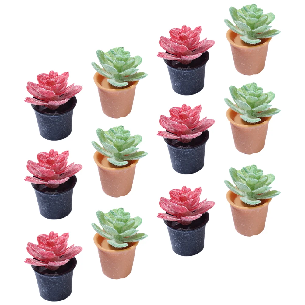 

12 Pcs Dollhouse Potted Pots Indoor Pots Lifelike Pots Bonsai Adornment Mini Artificial Plantss Miniature Succulent Model