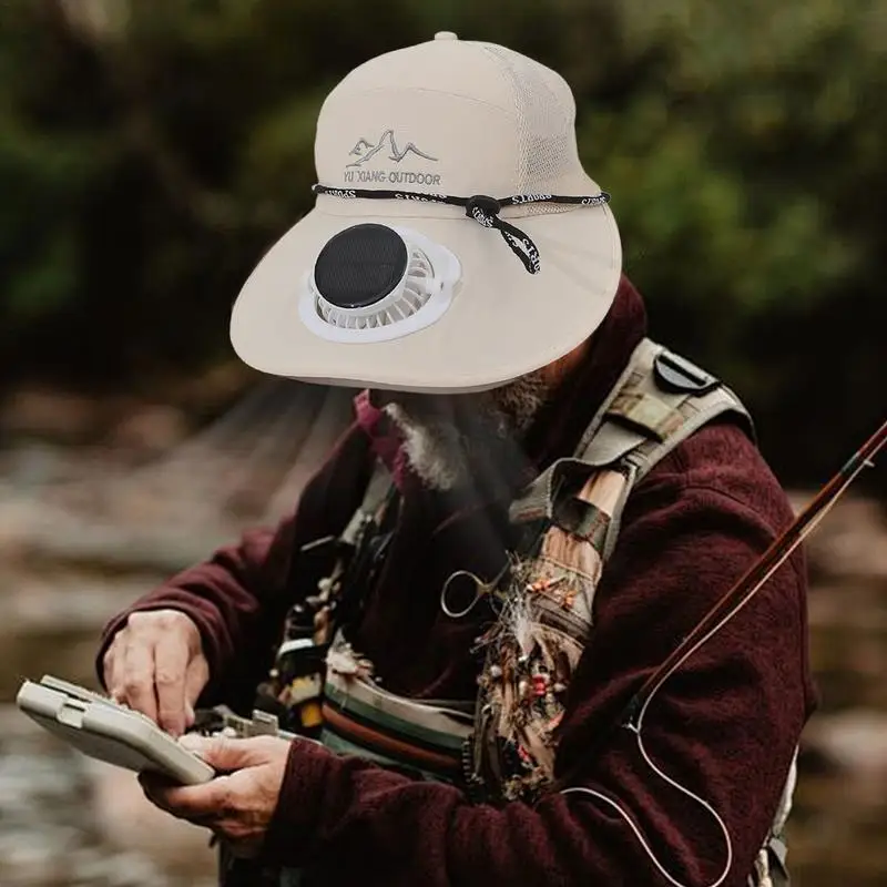 Солнцезащитные шляпы UPF50 с вентилятором на солнечной батарее летняя