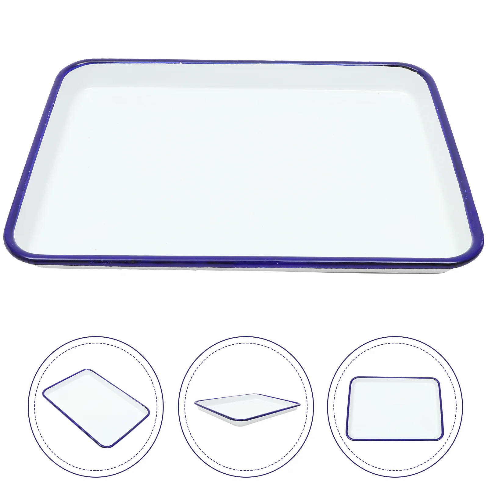 

Pallet Non-stick Baking Tray Enamel Pan Heat-resistant Square Plate Pie Oven Enamelware Pizza