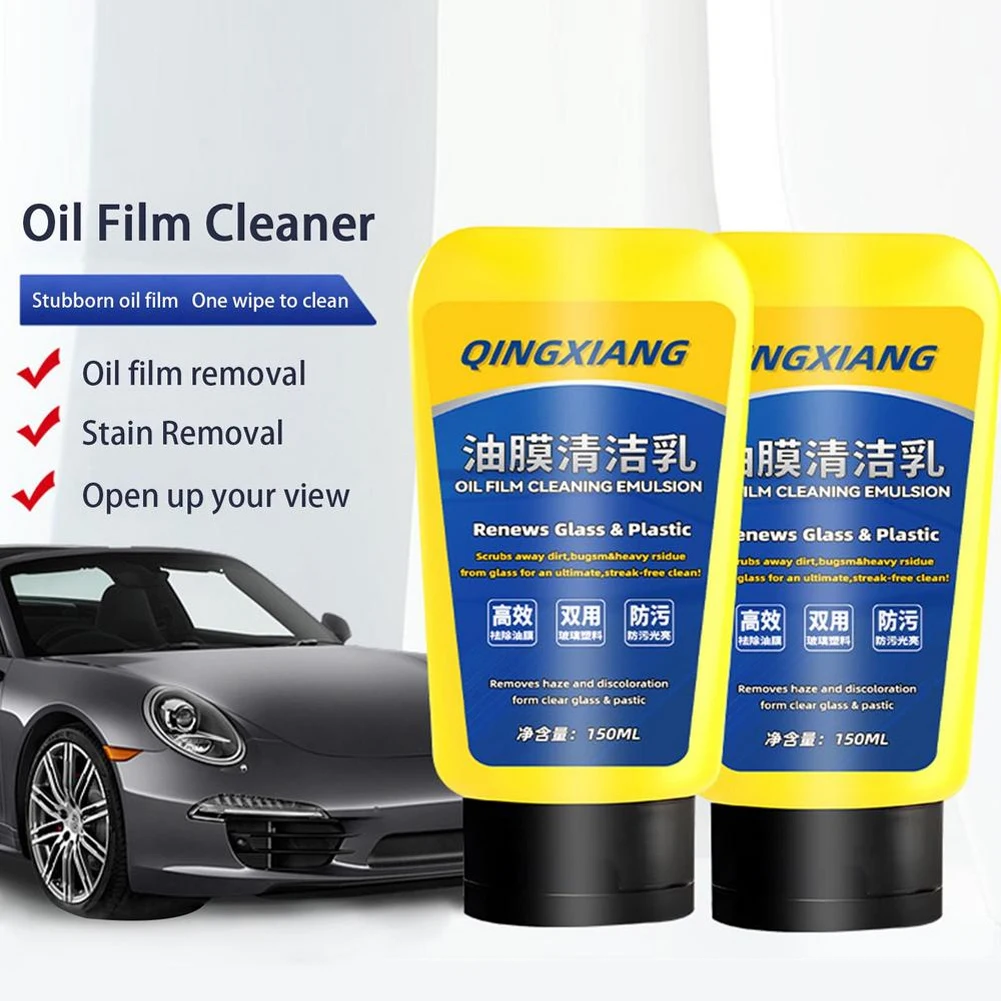 

150ml Car Glass Oil Film Cleaning Agent Glass Coating Remover Paste Waterproof Anti-Glare Glass Window Cleaner Cream with Sponge