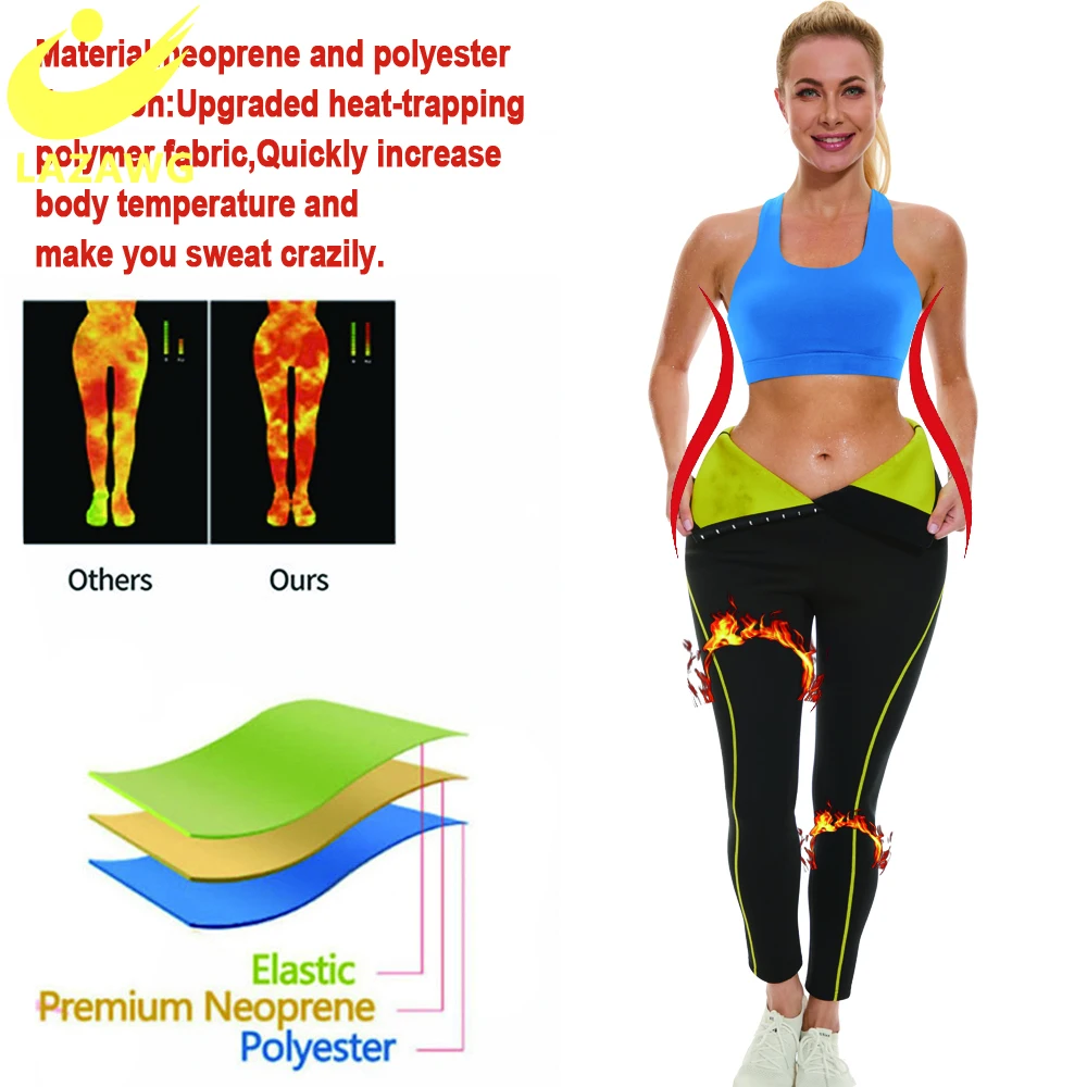 LAZAWG  Women Hot Neoprene Shpewear Gym Sauna Workout Trousers Sauna Pants Sweat Leggings Slimming Shapers Waist Trainer