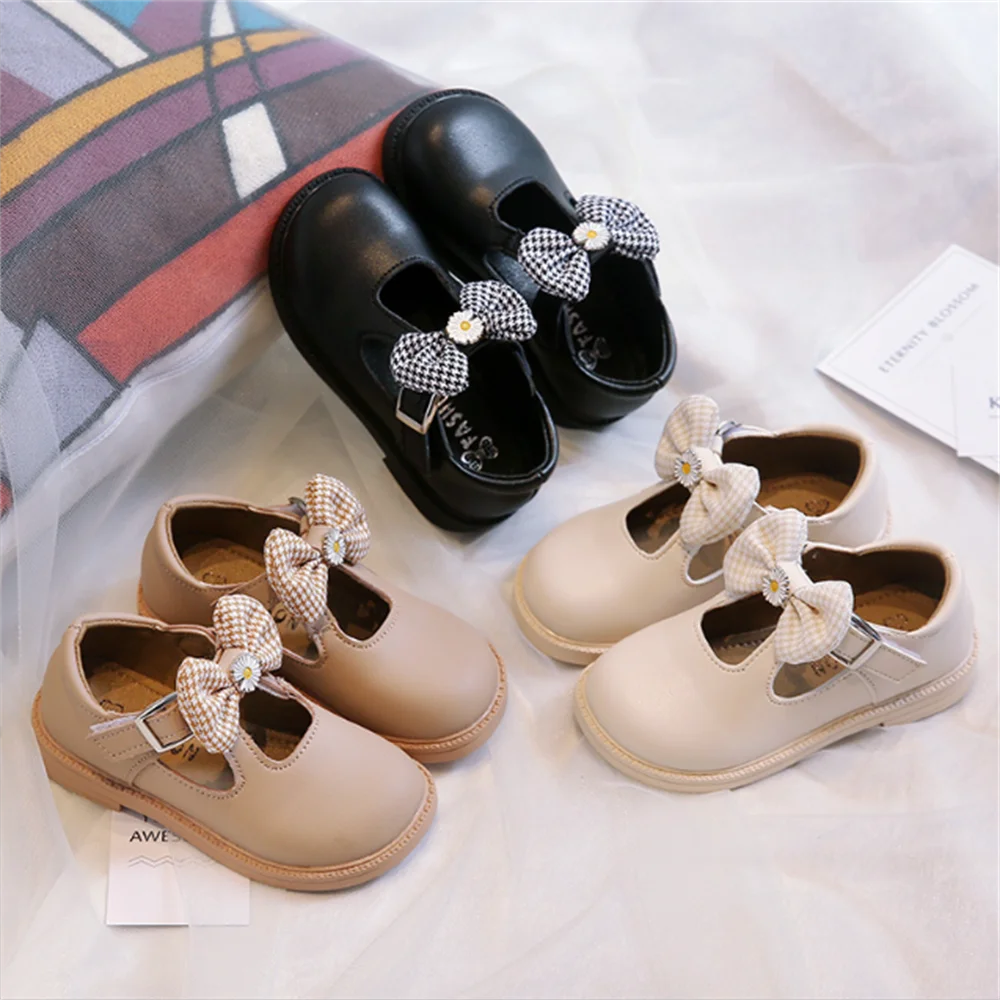 

Baby Girls Leather Shoes Toddlers Kids Flats Soft Casual Sneakers for Kids Bow-knot with Flowers Princess Sweet 21-30