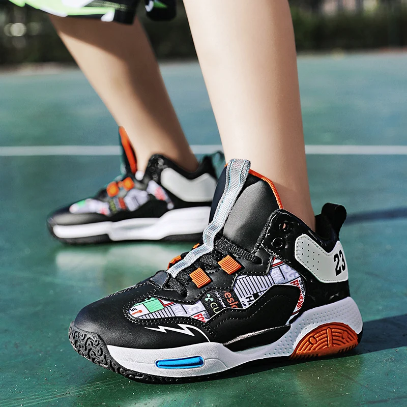 Children Brand Boys Basketball Shoes Kids Sneakers Girls Sport Shoes Npn-Slip Child Boy Girl Trainer Shoes Basket Boots Winter
