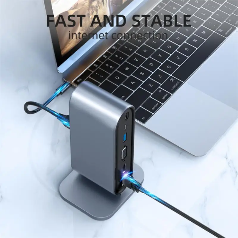 

12-in-1 Type-C Hub USB 3.0 HDMI-compatible 4K RJ45 VGA USB 3.0 Cable Splitter Docking Station Adapter Audio 3.5mm laptop accesi