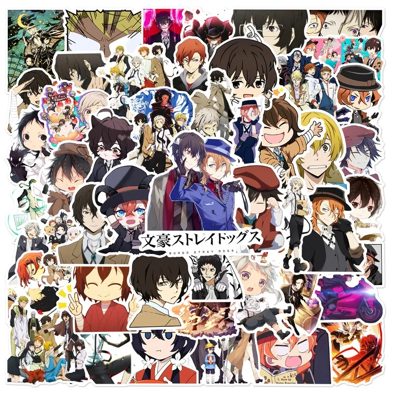 Фото Набор из 50 водонепроницаемых стикеров с персонажами аниме Bungo Stray Dogs: мультяшные граффити-наклейки для творчества и декора багажа №2