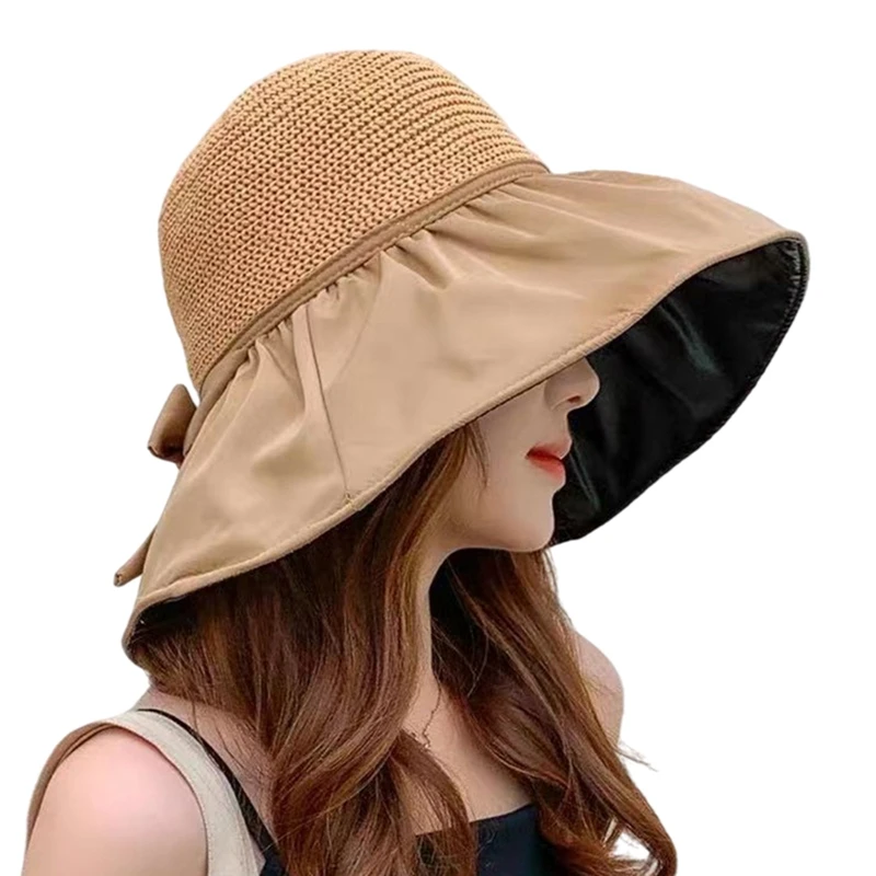 

Double-sided Foldable Bucket Hat For Women Girls Summer Sun Hat Visor Fisherman Cap Anti-UV Wide Brim Sunscreen Hats Caps