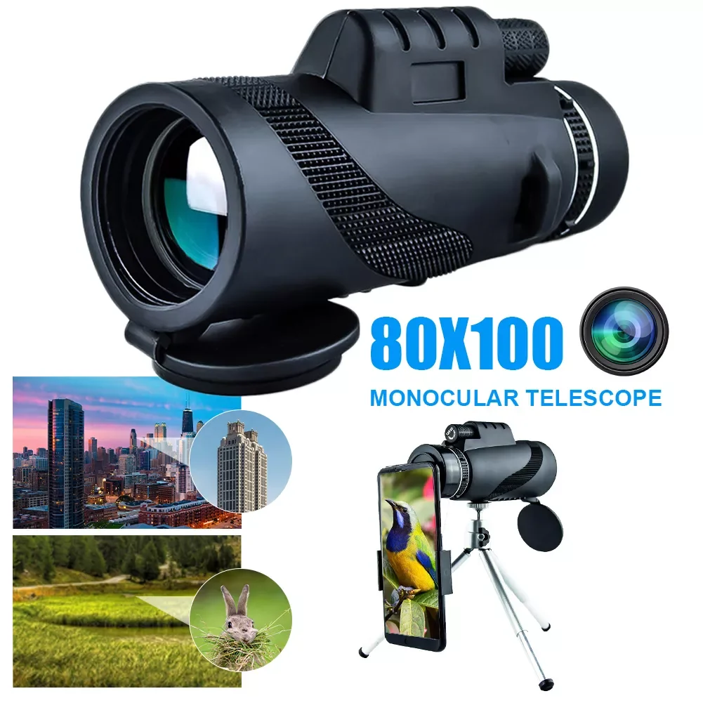 

HD Monocular Telescope Day/Night Vision BAK4 Prism Optional Phone Adapter Tripod for Bird Watching Hunting Sports