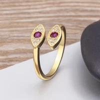fashion lucky turkish evil eye rings for women adjustable gold plated zircon couple ring trend wedding band party jewelry gift