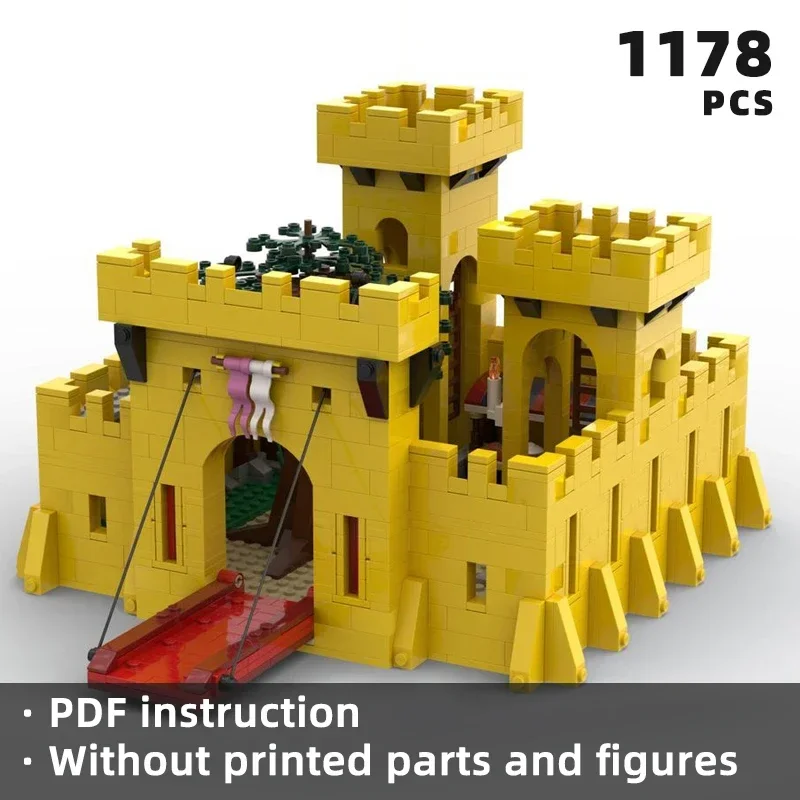 Классический желтый замок кирпичи средневековая военная крепость сильный