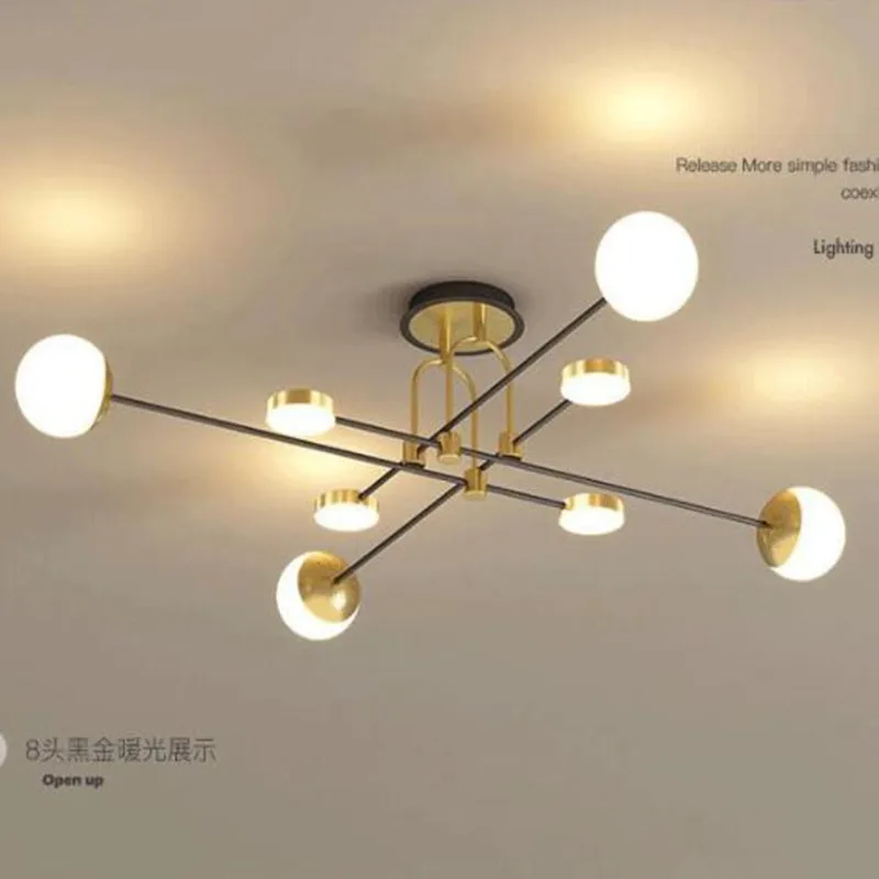 

Modern Led Chandelier For Living Room Dining Room Kitchen Bedroom Ceiling Lamp Black Gold Design Remote Control Pendant Light
