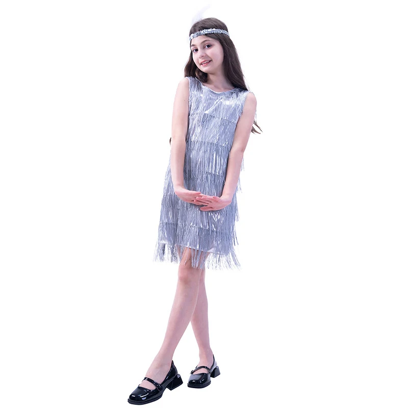 Платье-хлопушка 1920-х годов для девочек черное розовое фиолетовое серое с