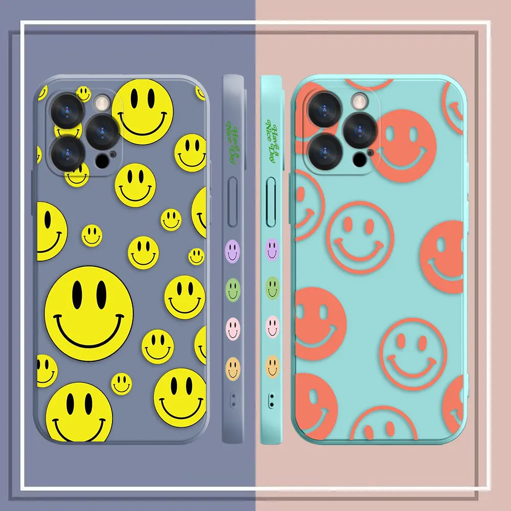 Phone Case For Apple iPhone 14 13 12 11 Pro XS Max Mini X XR SE 7 8 6S Plus Case Cover Funda Cqoue Shell Capa Funny Smiling Face