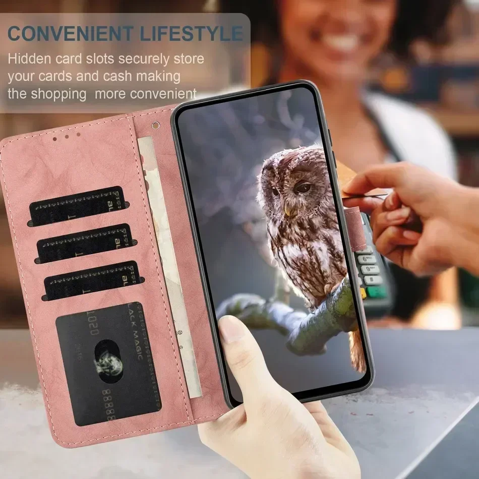 Фото Чехол с тиснением милой совы для Xiaomi Redmi Note 8T 10 10S 11 11S 12S 12 14 Pro 4G 5G, слоты для карт-кошелька, защитный чехол для телефона # ДОБ №3