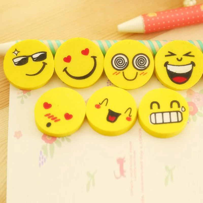 30 шт. резиновый ластик со смайликом милые Ластики для детей школьные и офисные