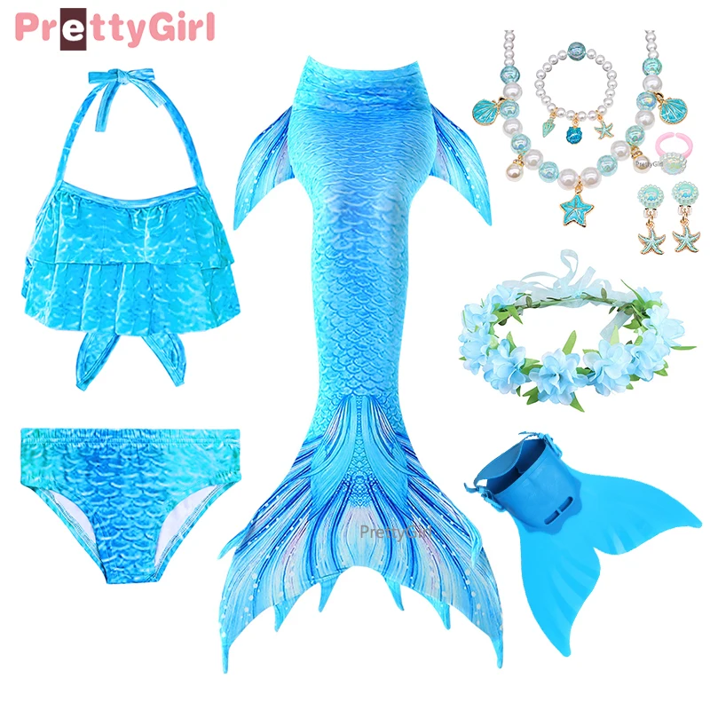 

PrettyGirl Girls Swimming Mermaid tail With Monofin Flipper Kids Mermaid Dress Costume Cosplay Children Swimsuit Fantasy Bikini