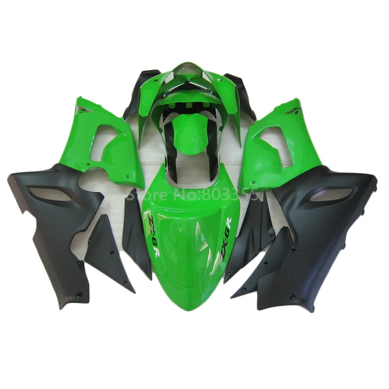 

Дешевые комплекты обтекателей, подходящие для Kawasaki ZX6R 2005 2006 зеленый черный лучшая цена Обтекатели zx6r 05 06 инъекция LP20