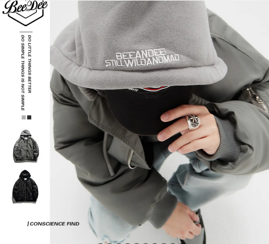 Cotton-padded jacket men's tide brand thickened cotton-padded jacket men's winter hooded jacket padded jacket