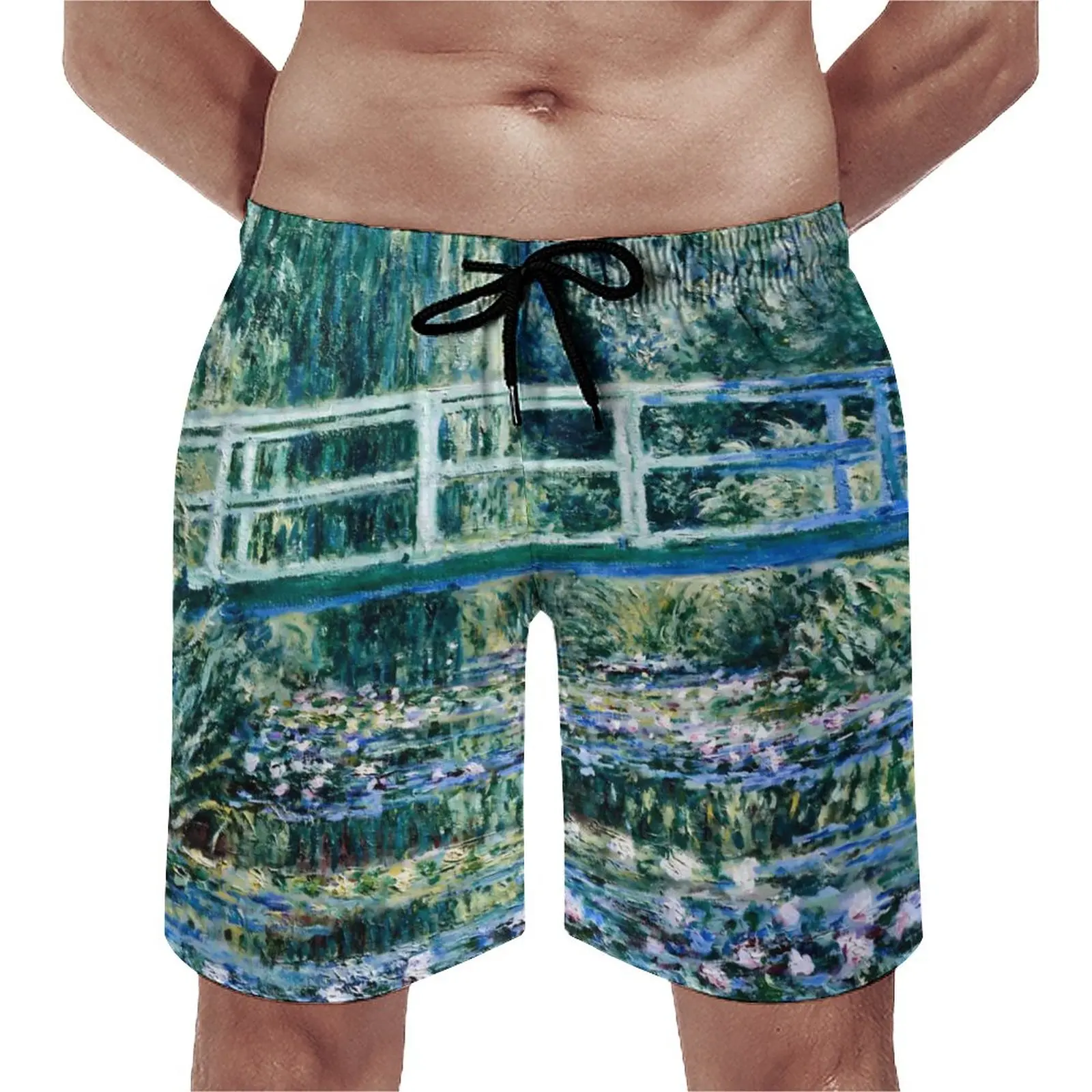 

Шорты пляжные мужские с принтом «водяная Лилия», классические удобные плавки для бега, Клод Моне, летние