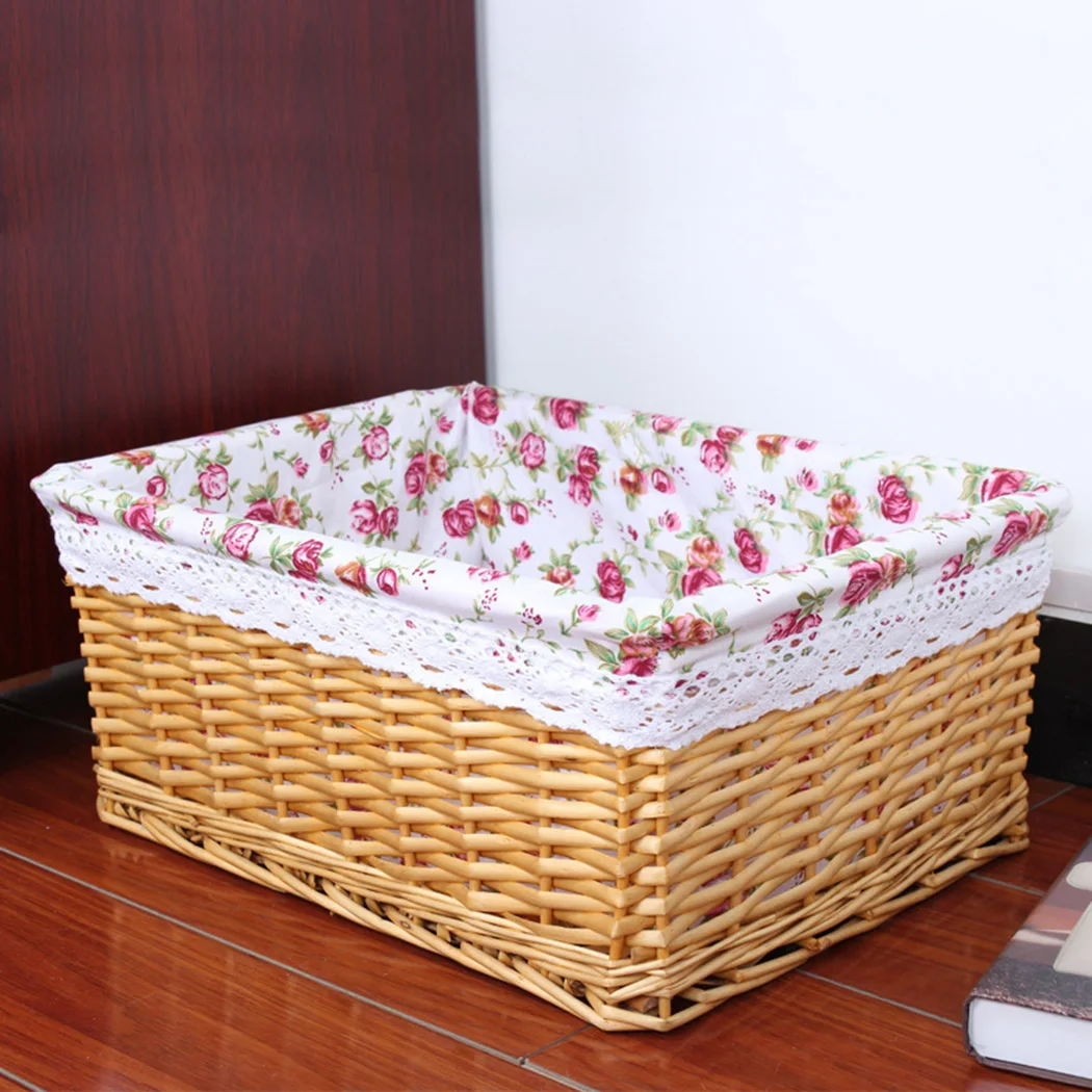 

Rattan Storage Basket Handmade Organizer Wicker Organizer Baby Room Nursery Home Wicker Storage Basket Cosmetic Gadgets Toys Box