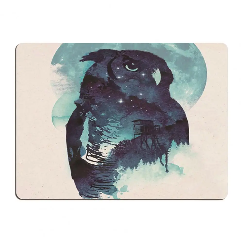 

Mouse Pad Ultra-thin Non-slip Smooth Surface Owl Watercolor Painting Desk Mousepad Wrist Rest Mat for Gaming