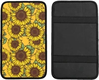 auto center console armrest cover pad lovely sunflower watercolor retro universal fit car armrest cover cushion mat f