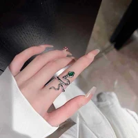 hot sale new silver animal snake ring inlaid zircon jewelry for women girl punk party jewelry gift