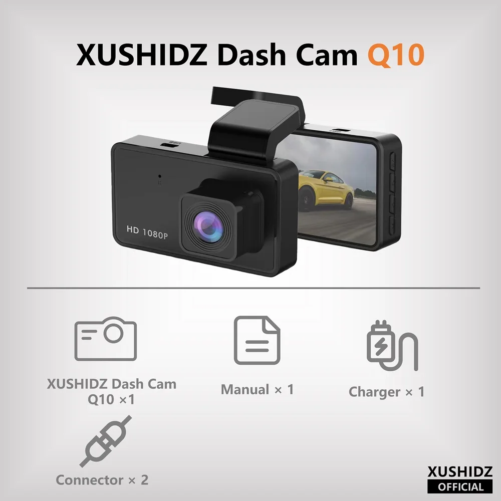 

XUSHIDZ Q10 1080P Видеорегистратор Новая автомобильная видеокамера с функцией ночного видения Car DVR, регистратор транспортного средства, автомобильная камера, датчик G-силы, HDR DVR, циклическая з