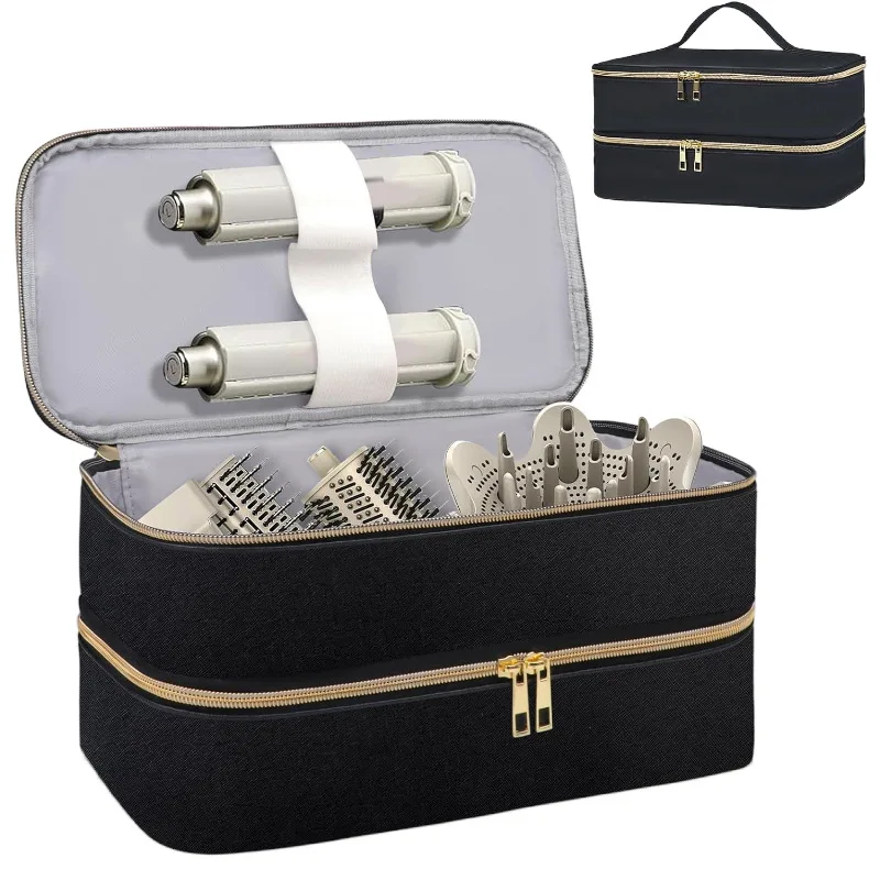 

Портативная сумка для хранения бигуди, водонепроницаемая сумка-органайзер для фена для акулы Flexstyle/Dyson Airwrap, двухслойная