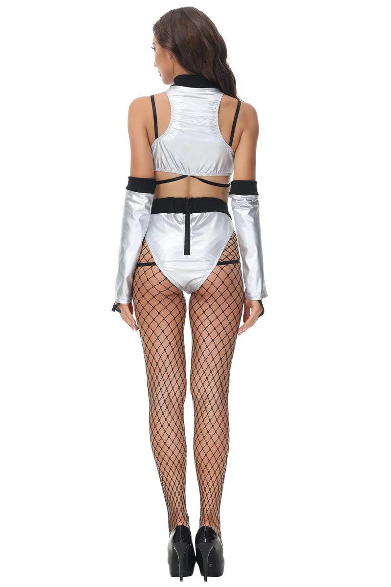 Женский костюм сексуального астронавта "Серебряный космический человек" для Хэллоуина, косплея и тематических вечеринок.