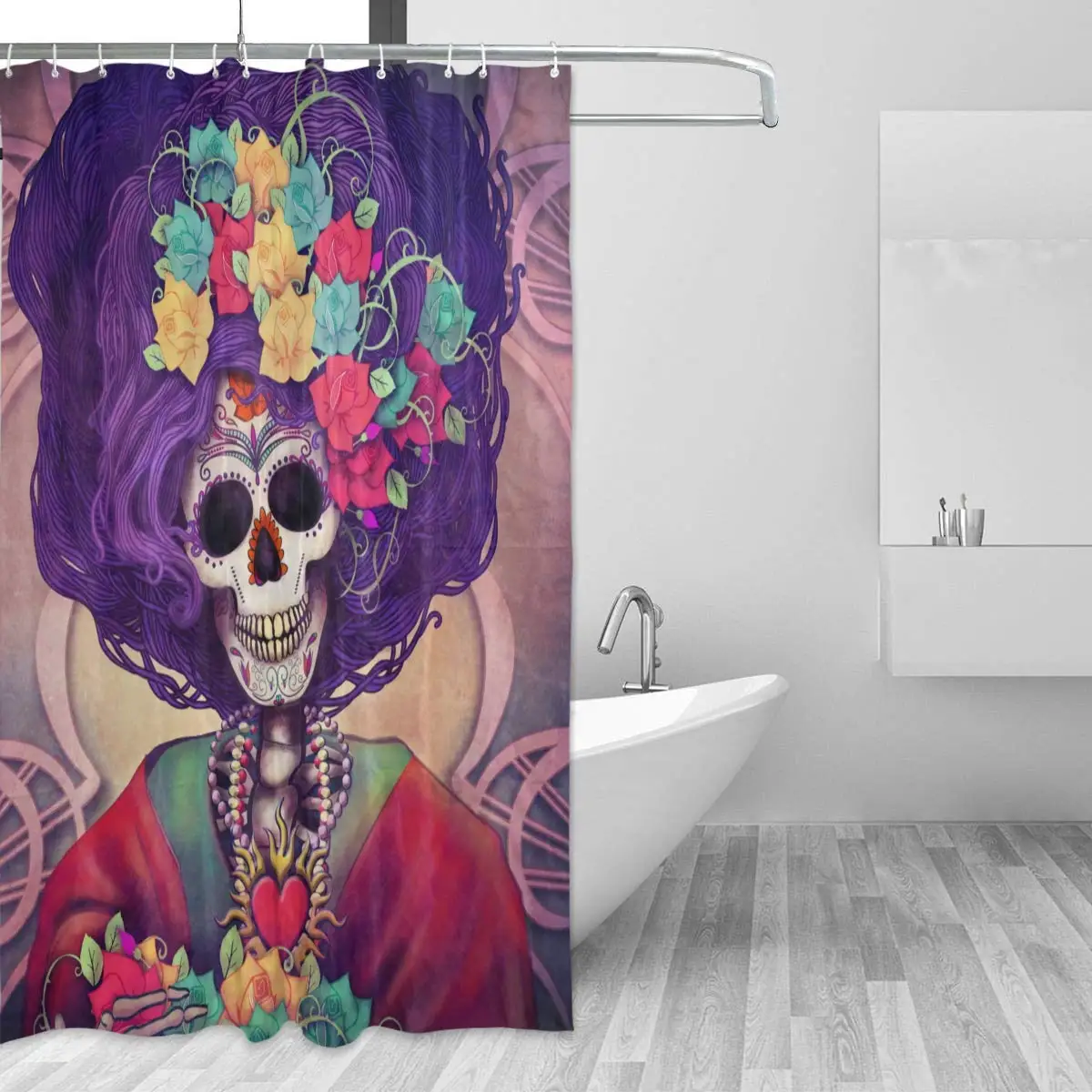 

Иллюстрация дня мертвецов, занавески для ванной Catrina, водонепроницаемый тканевый Декор для ванной комнаты