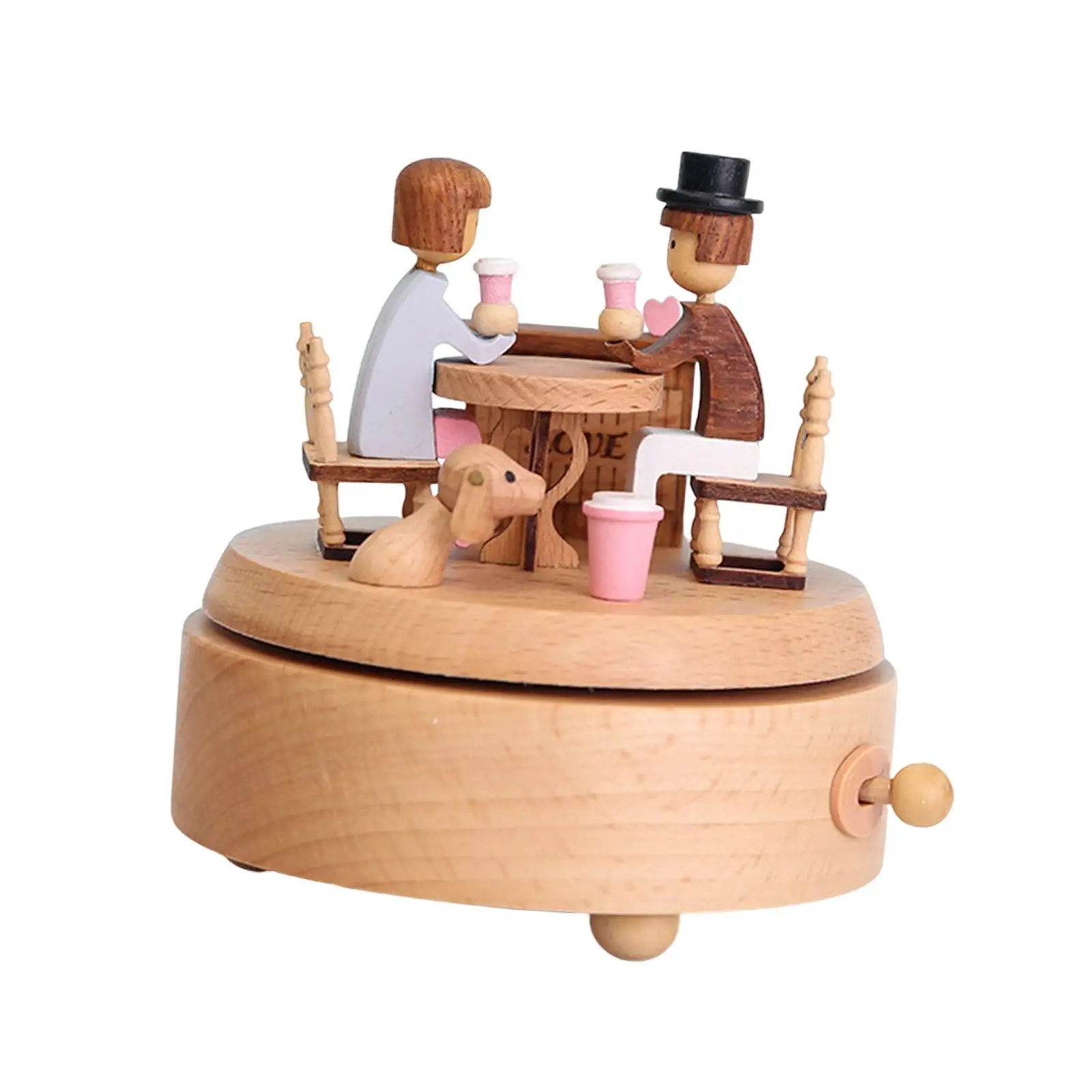 

Wooden Classical Windup Musical Boxes Centerpiece Photography Accs Play Melody for Family Kids Christmas Valentine'S Collectible